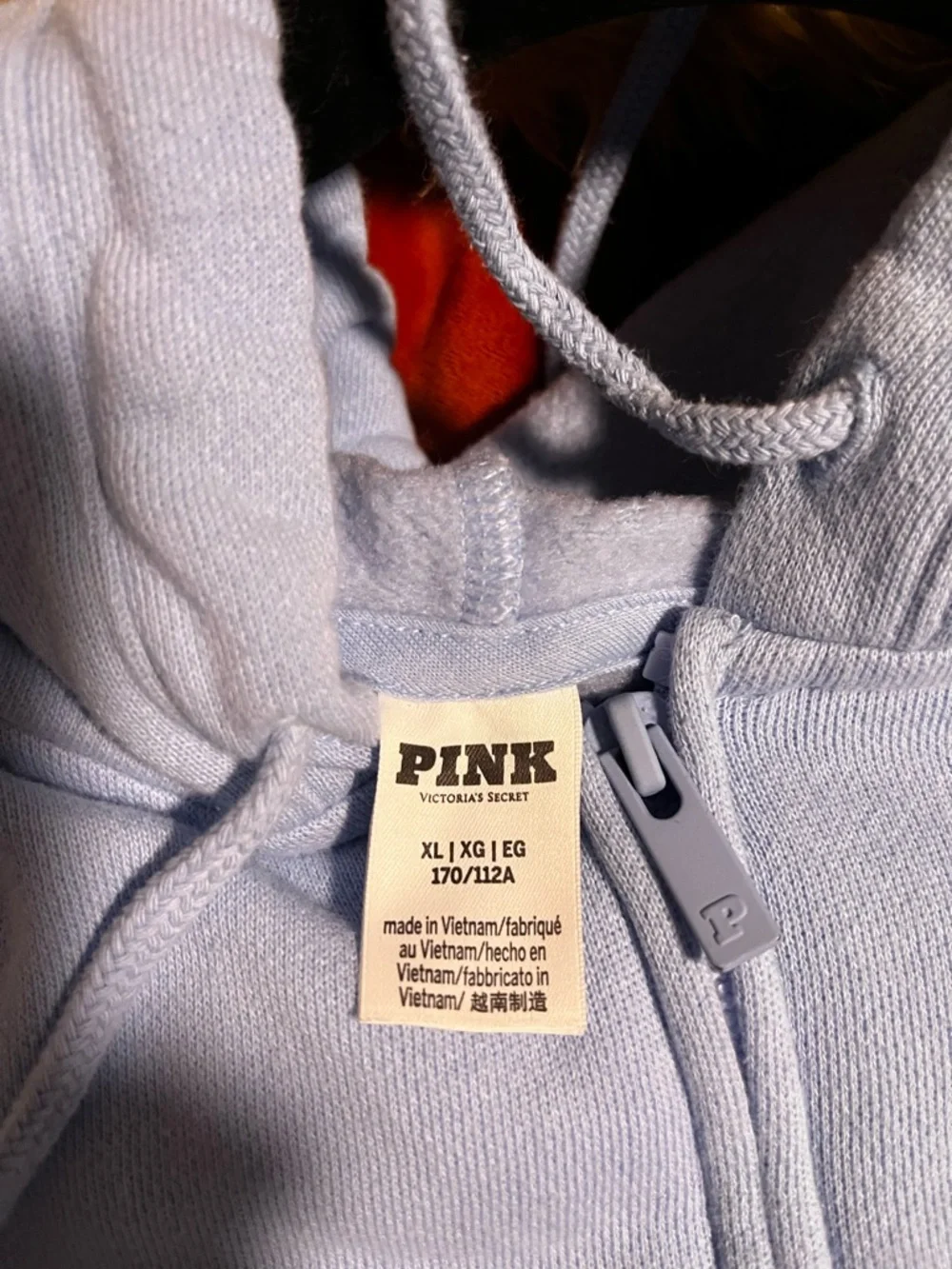 PINK Victoria's Secret Light Blue Zip Hoodie with 'P' Zipper Pull and pants - Picture 4 of 5